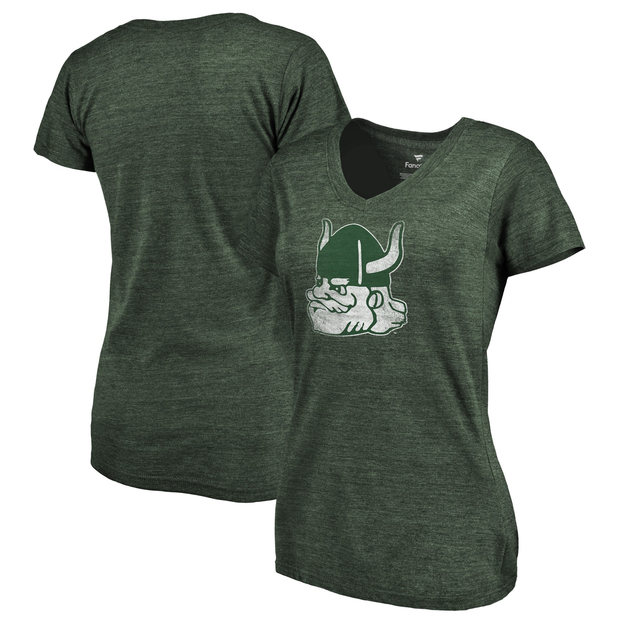 2020 NCAA Fanatics Branded Portland State Vikings Women Green College Vault Primary Logo TriBlend VNeck TShirt